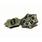 Kerek virágmintás fémgomb - 20 mm - antik ezüst