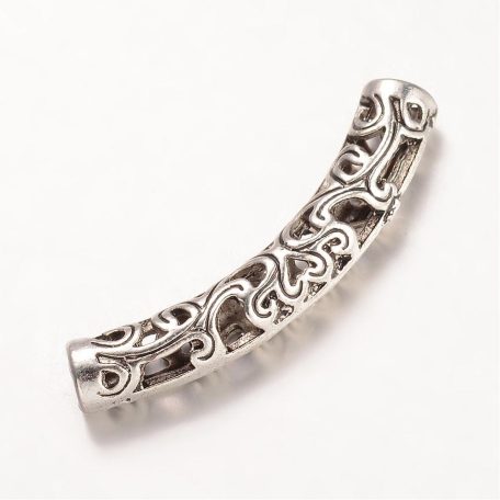 Fémgyöngy - antik ezüst - 21x8 mm - filigrán henger