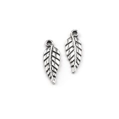 Charm - feather - silver - 20*6 mm