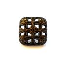 Szögletes virágmintás fémgomb - 12 mm - bronz 