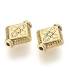 Fémgyöngy - antik arany - 10x9x3mm- rombusz
