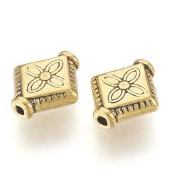 Fémgyöngy - antik arany - 10x9x3mm- rombusz