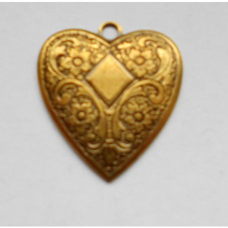 Brass heart stamping - 28x22 mm 