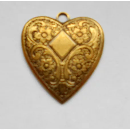 Brass heart stamping - 28x22 mm 