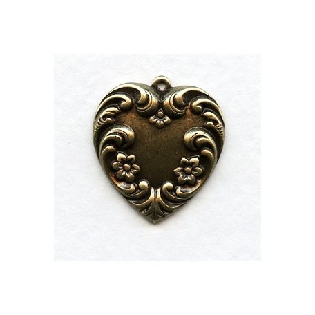 Brass heart pendant - 20x20 mm 