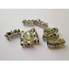 Fémgyöngy - antik ezüst - 25x10 mm - filigrán henger