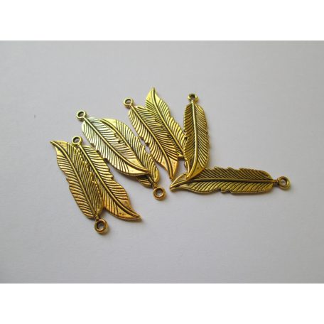 Charm - feather -  42*16 mm - copper