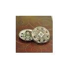 Kerek virágmintás fémgomb - 20 mm - bronz patina