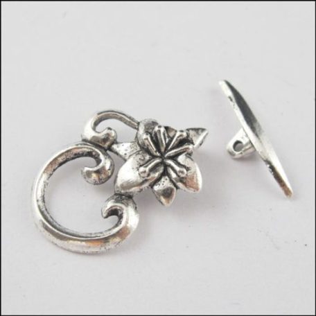 Lotus flower toggle clasp - antique silver -30*24 mm