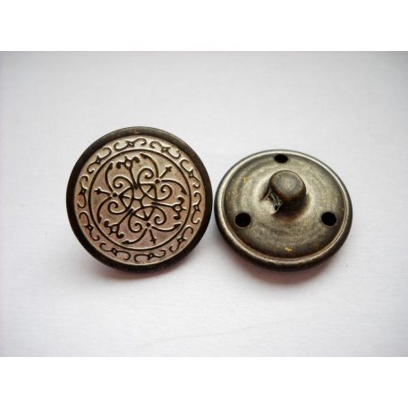 Antique finish metal shank button - 23 mm - bronze