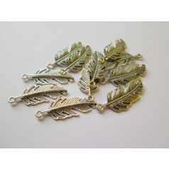 Charm - feather -  42*16 mm - copper