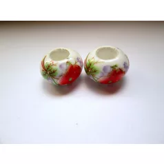 Porcelain bead with violet pattern - 12 mm