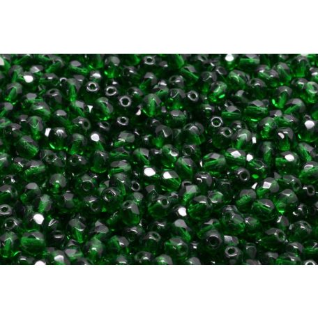 Cseh csiszolt gyöngy - 4 mm - Dark Emerald - #50740