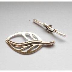 Levélmintás kapocs - ezüst 38*18 mm