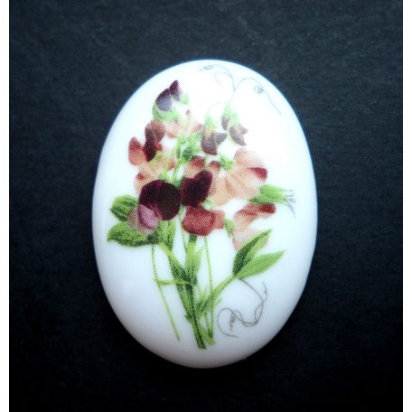 Porcelán kaboson - 40*30 mm - borsóvirág