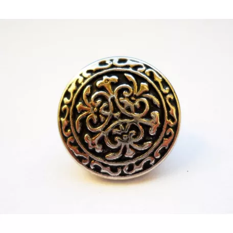 Kerek kelta mintás fémgomb - 18 mm - ezüst