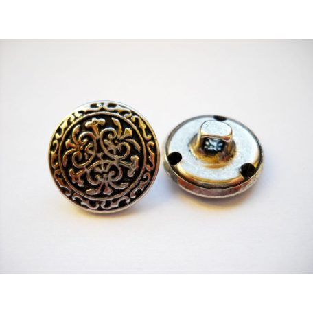Antique finish metal shank button - 18 mm - silver