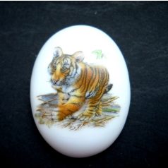 Porcelán kaboson - 40*30 mm - tigris