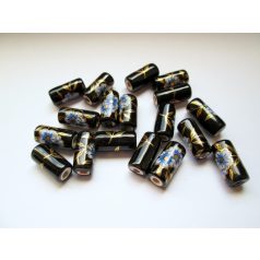 Porcelain bead with violet pattern - 12 mm