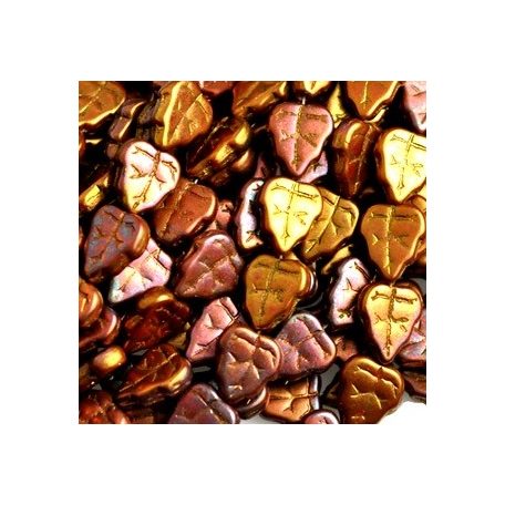 Cseh levélgyöngy - 10*8 mm - bronz írisz