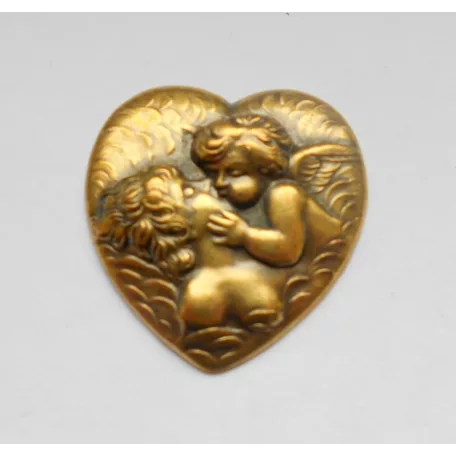Brass heart stamping - 45x45 mm 