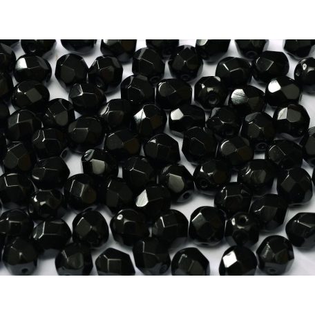 Cseh csiszolt gyöngy - 4 mm - Jet - #23980