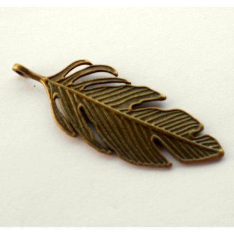 Charm - feather -  60*22 mm - bronze