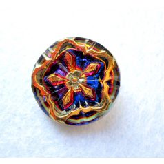 Czech handpainted glass button 22 mm