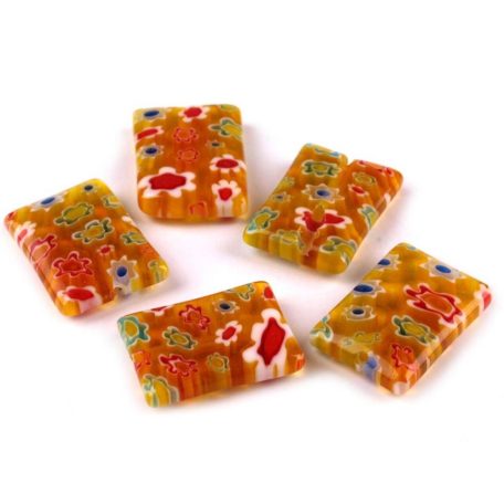 Millefiori glass bead - 18x13 mm - narancs