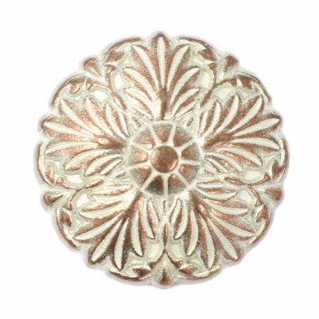 Kerek virágmintás fémgomb - 24 mm - bronz patina