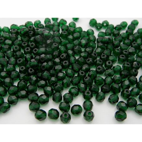Cseh csiszolt gyöngy - 4 mm - Green Emerald - #50140
