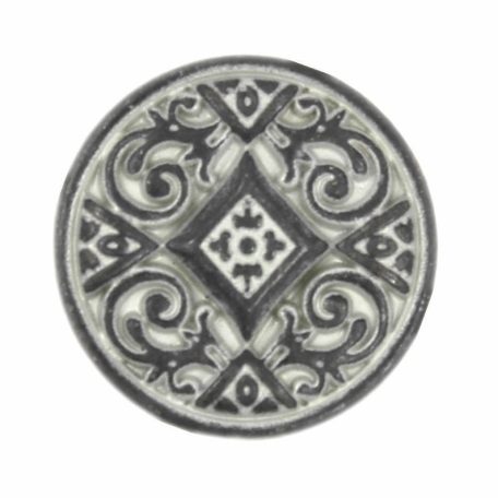 Kerek virágmintás fémgomb - 14 mm - antik patina