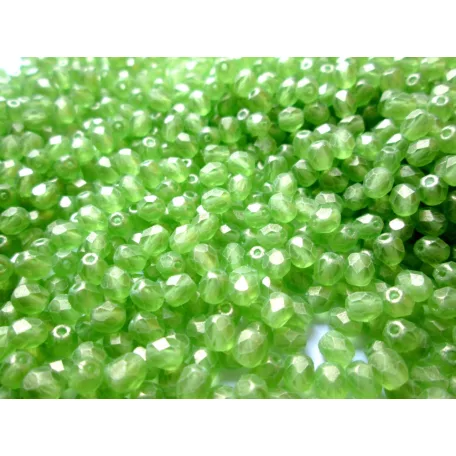 Cseh csiszolt gyöngy - 4 mm - Sueded Gold Olivine- #S6C50230