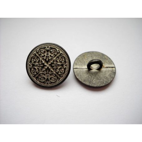 Kerek mandala mintás fémgomb - 15 mm - patina