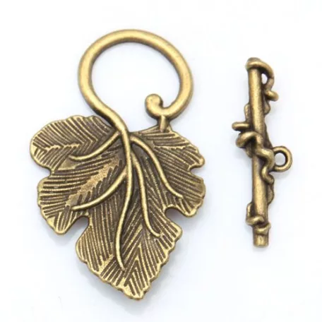 Szőlőlevél kapocs - bronz 36*22 mm