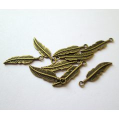 Charm - feather -  42*16 mm - copper