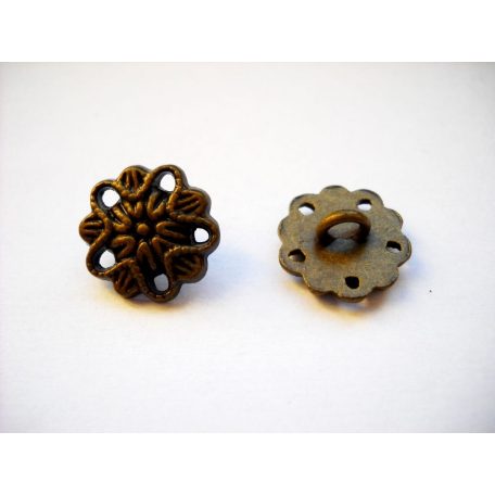 Antique finish metal shank button - 14 mm - bronze