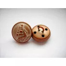 Kerek  hajó mintás fémgomb - 15 mm - patina