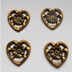 Sárgaréz  szív veret - 20 x 20 mm - 1 db