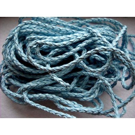 Fonott bőrszíj 3 mm -  50 cm - világoskék
