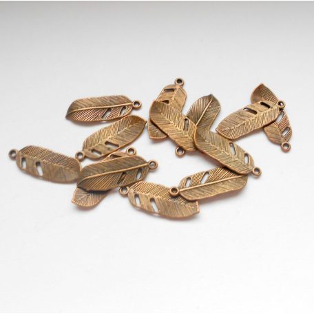 Charm - feather -copper - 24*9 mm