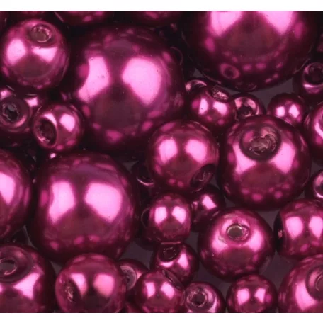 Cseh üveg tekla gyöngy - 8 mm - 20 db/cs - fukszia
