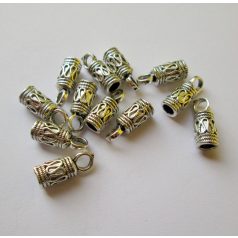 Bőrvég, gyöngykupak - 17x7 mm - antik ezüst 