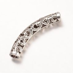 Bőrvég, gyöngykupak - 17x7 mm - antik ezüst 