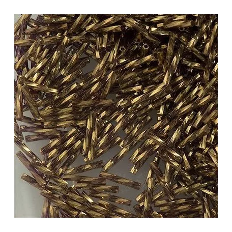 Miyuki 12 mm twisted bugle - Gold Antique Transparent Amethyst - # 1285