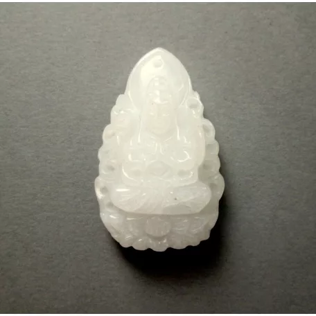 Faragott buddha kaboson - 42*27 mm - fúrt (karneol)