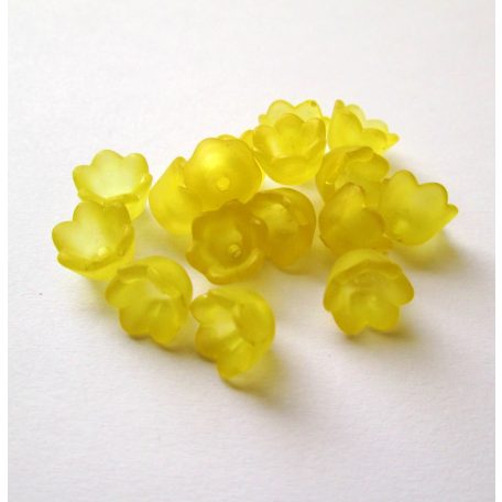 Lucite virágkehely gyöngy, harangvirág  - 10x6 mm - sárga