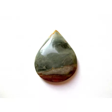 Tájkép jáspis kaboson - 50x38 mm - csepp