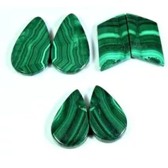 Malachit kaboson - összeillő pár - vegyes méret (A-C)