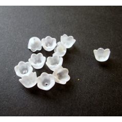   Lucite virágkehely gyöngy, harangvirág  - 10x6 mm - fehér